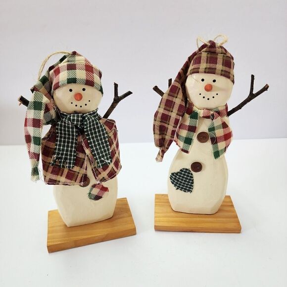 Home Interiors Mr and Mrs Snowman made of Wood for Christmas - Picture 1 of 5